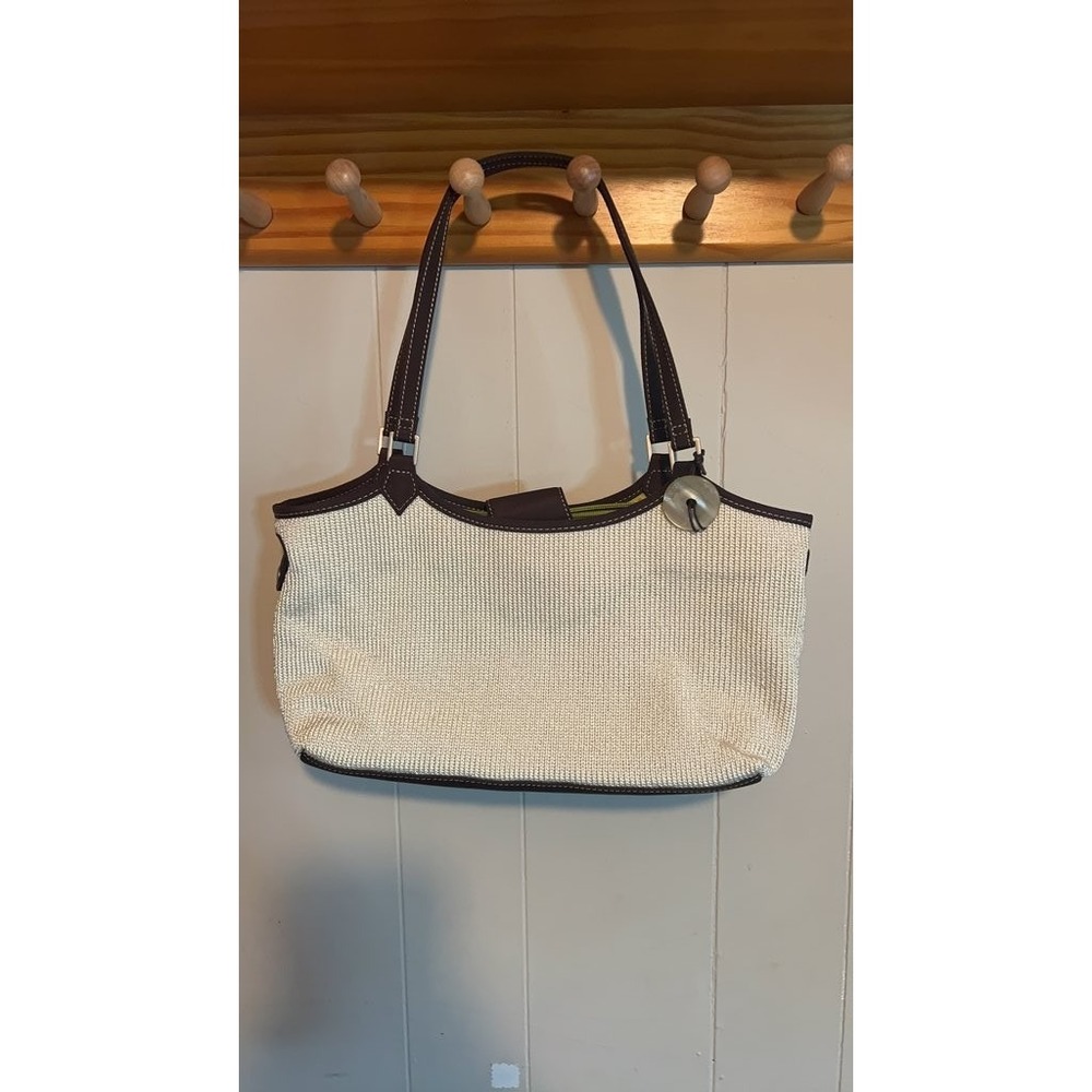 Vintage Woven Tote Bag with Leather Accents